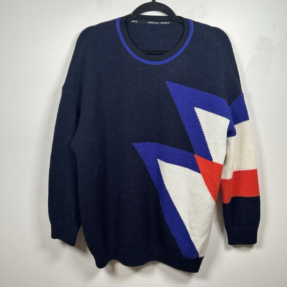 MARC CAIN Wool Alpaca Sweater Skiing Alpine 80s Color Block Size N3 US Medium